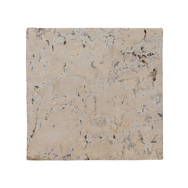 Square Brown and Gray Travertine End Table