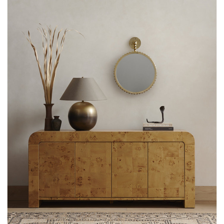 Martine 65'' Brown Natural Poplar Media Console with Storage