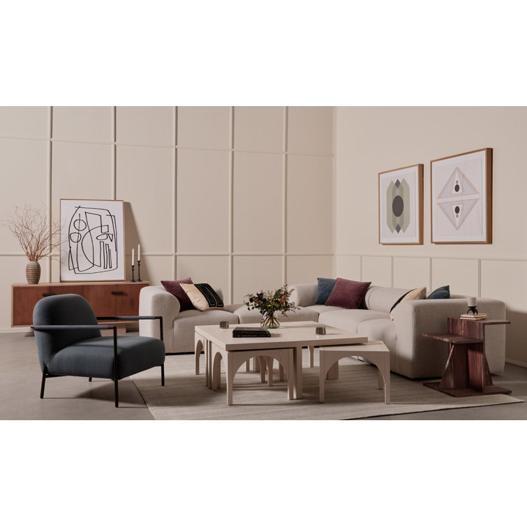 Whitewashed Oak Contemporary Nesting Square Coffee Table