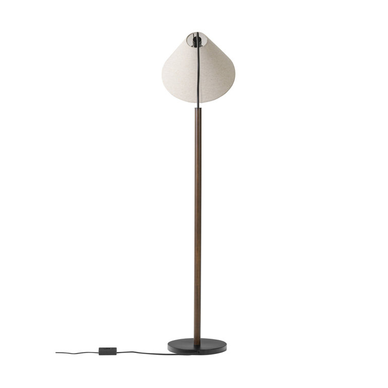 Black Adjustable Arc Floor Lamp with Linen Shade