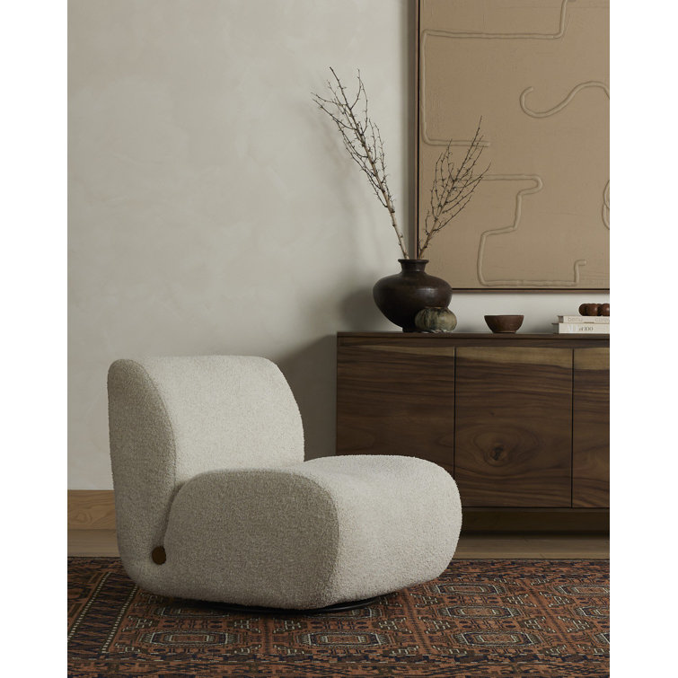 Sheldon Ivory Contemporary Swivel Lounge Chair in Leather