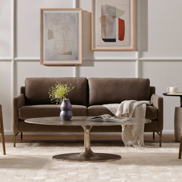 Knoll Natural Tufted Fabric Sofa with Metal Base
