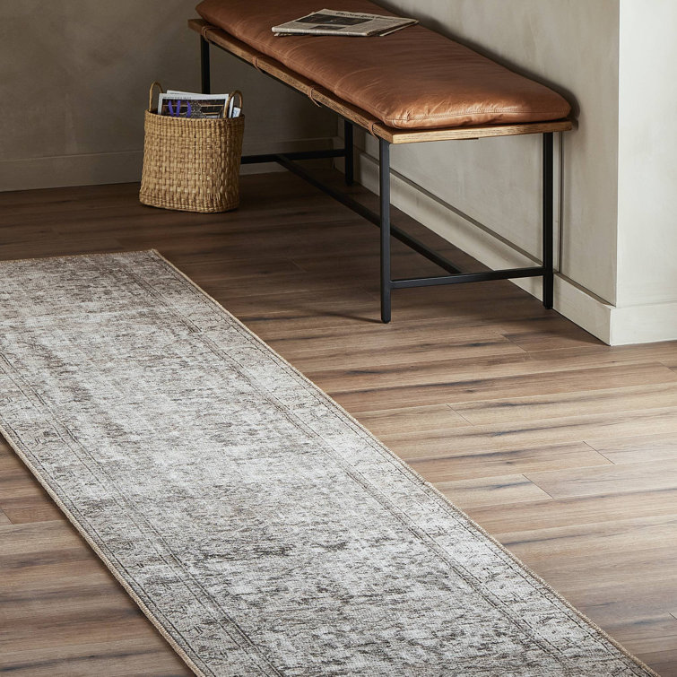 Nala Beige and Brown Geometric Runner Rug