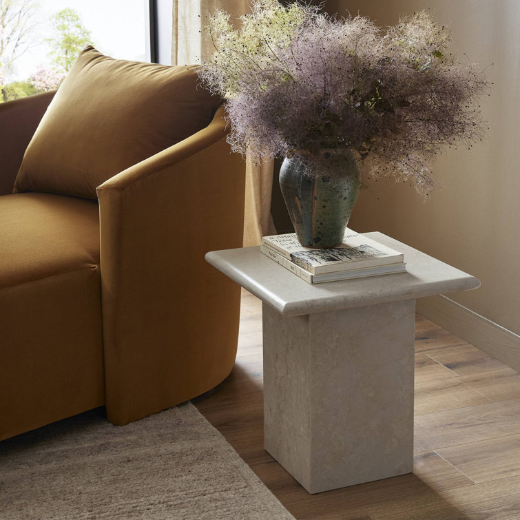 Leonel Cream Marble & Metal 19" Retro Italian Side Table