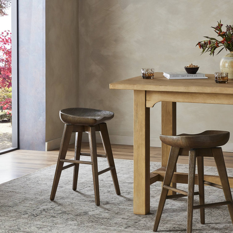 Contemporary Charcoal Gray Swivel Counter Stool in Solid Wood