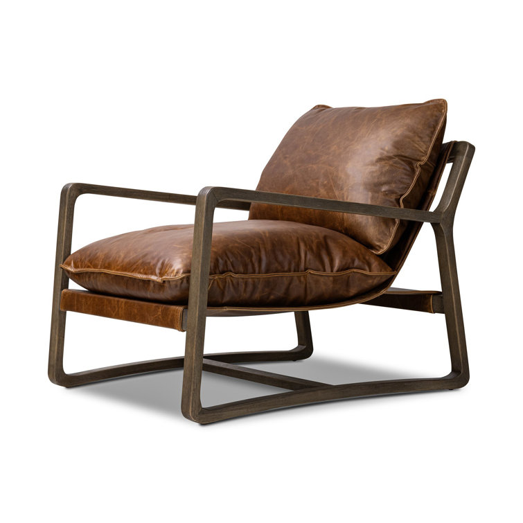Raleigh Chestnut Leather and Wood Armchair
