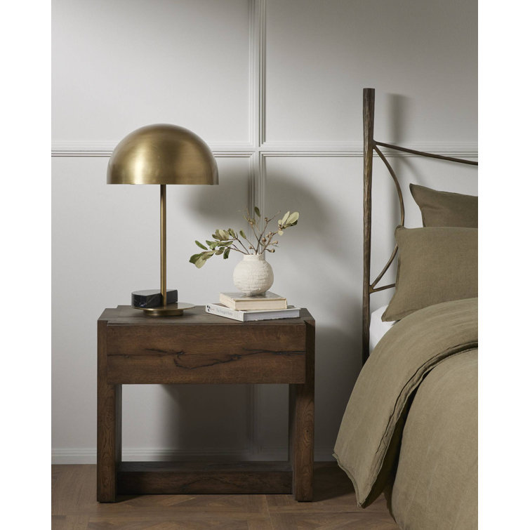 Rustic Fawn Solid Oak 1-Drawer Nightstand