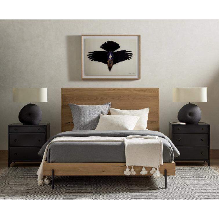 Matte Black Ceramic Table Lamp with Ivory Linen Shade