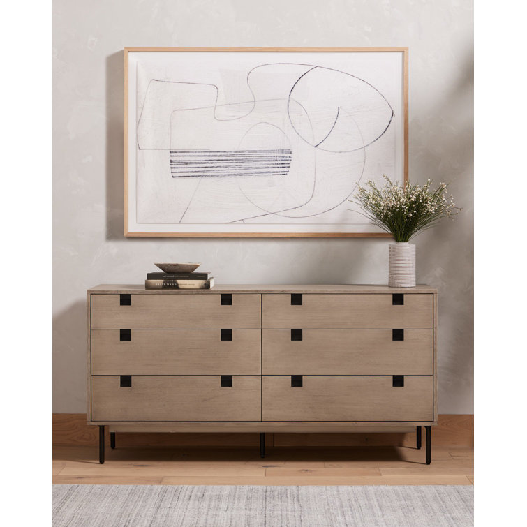 Contemporary Carly Double 6-Drawer Dresser in Grey Wash