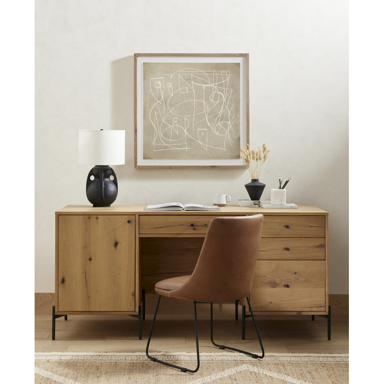 Sumner Contemporary Light Oak Resin Executive Desk with Drawers