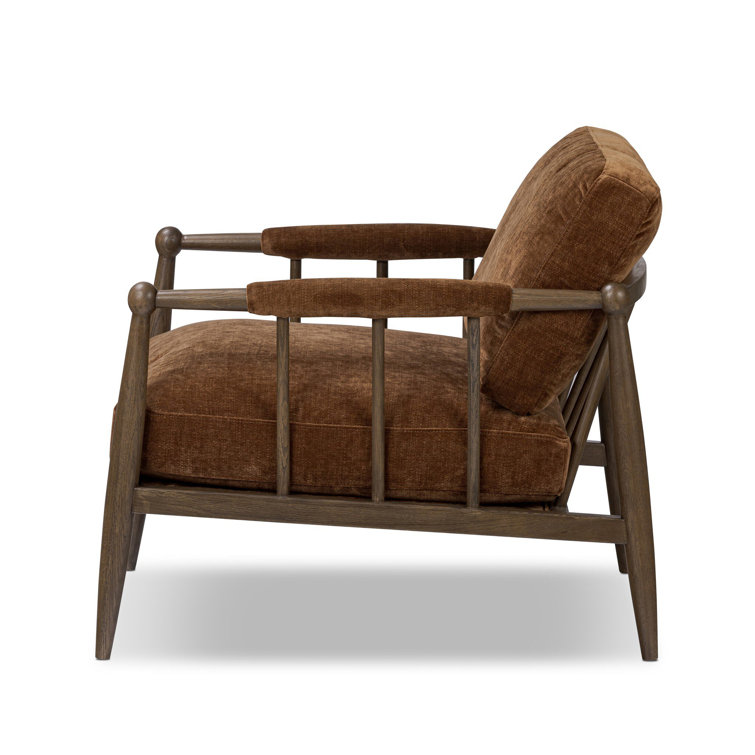 Sienna Velvet and Oak Wood Modern Accent Chair
