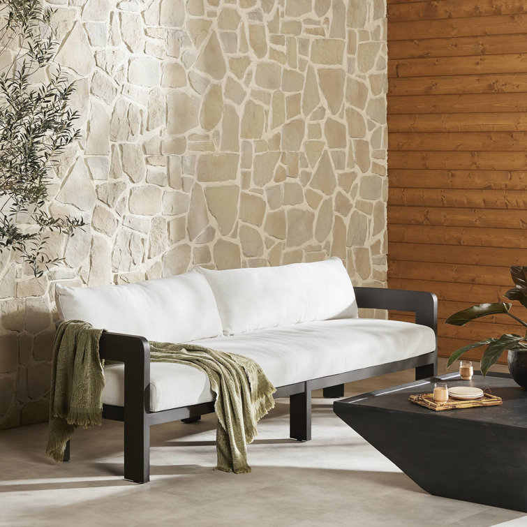 Jackson 96" Concha Fog and Bronze Metal Outdoor Sofa