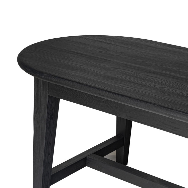 Black Solid Pine Oval Dining Table for Eight