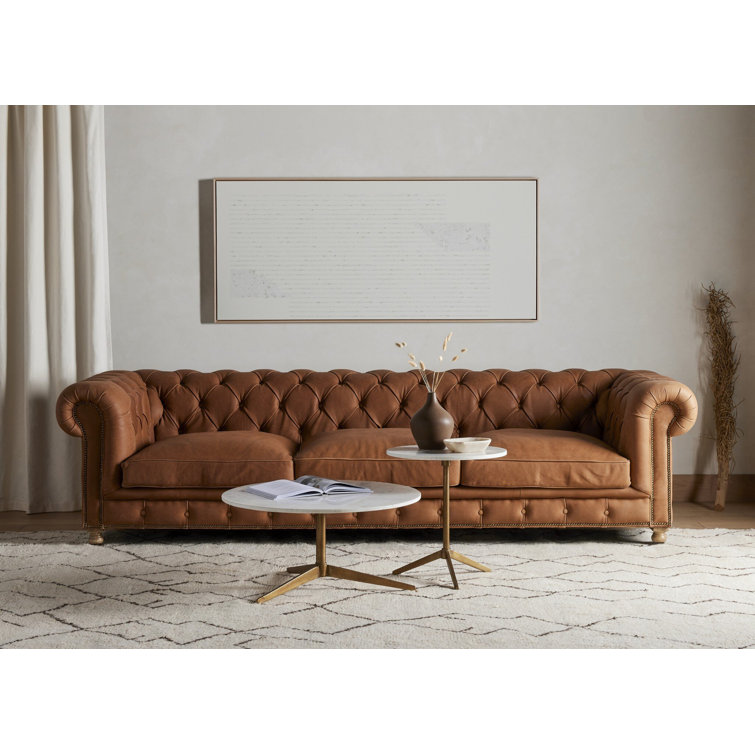 Parker Round White Marble and Gold Metal End Table