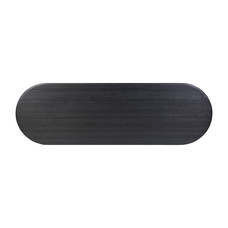 Black Solid Pine Oval Dining Table for Eight