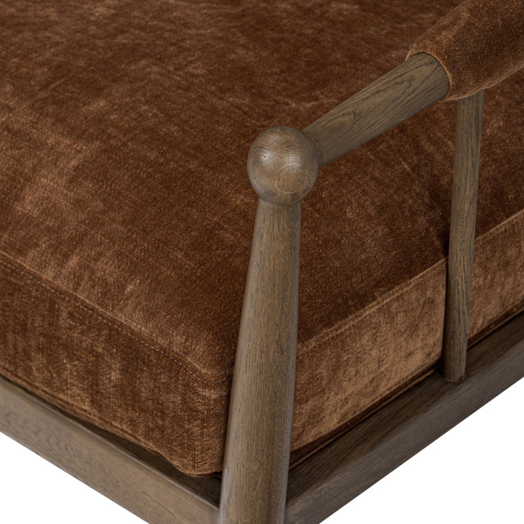 Sienna Velvet and Oak Wood Modern Accent Chair