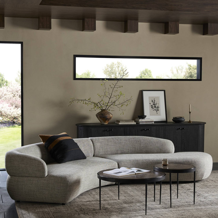 Gray Curved Polyester Blend 2-Piece Sectional Sofa