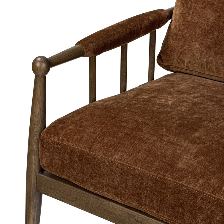 Sienna Velvet and Oak Wood Modern Accent Chair