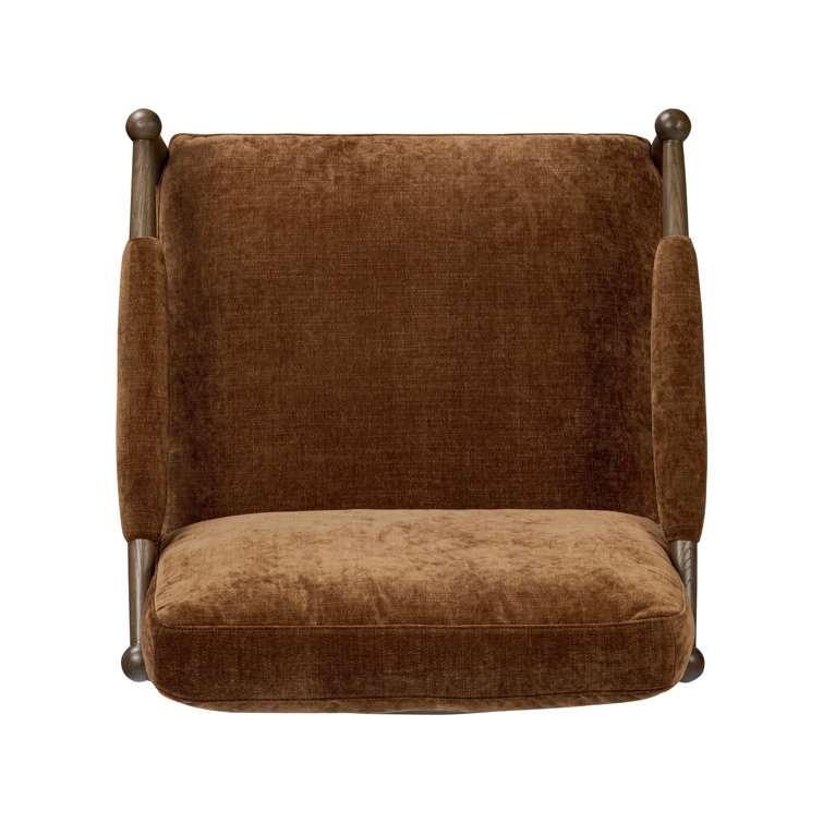 Sienna Velvet and Oak Wood Modern Accent Chair