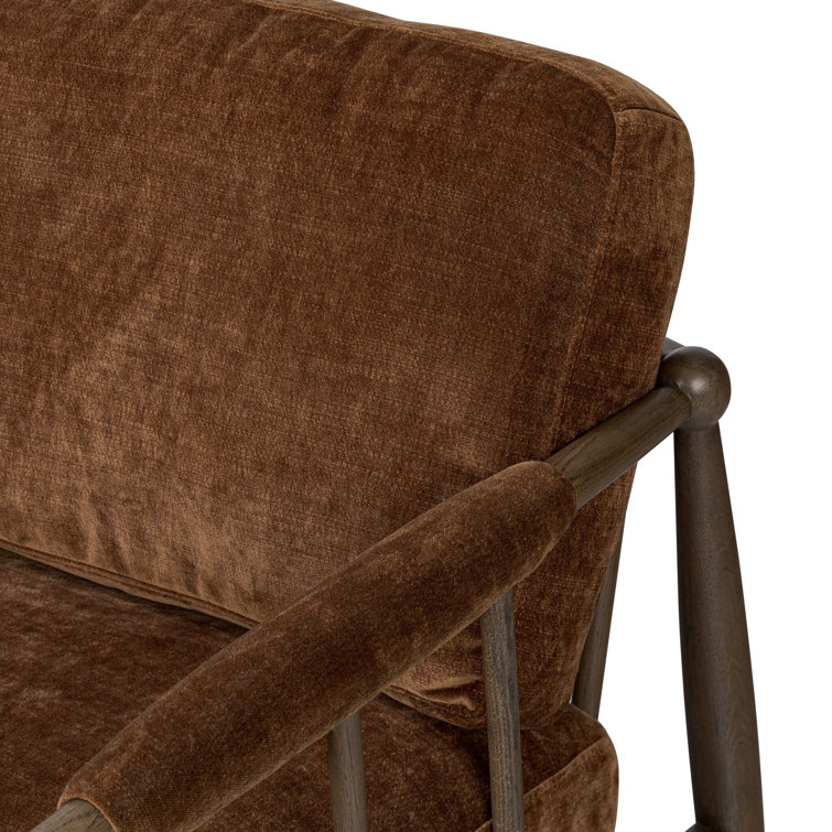 Sienna Velvet and Oak Wood Modern Accent Chair