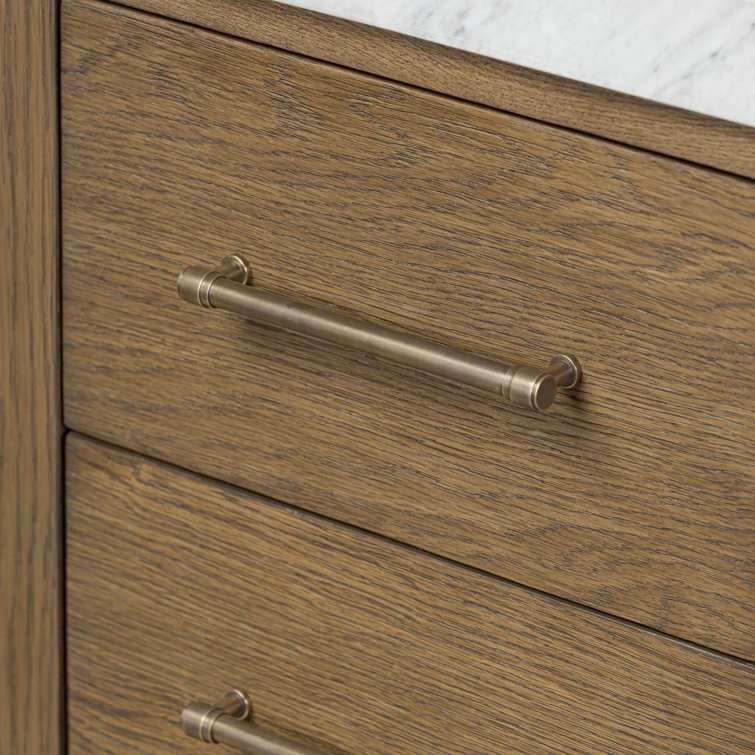 72" Double Vanity in Washed Natural Oak and Carrara Marble