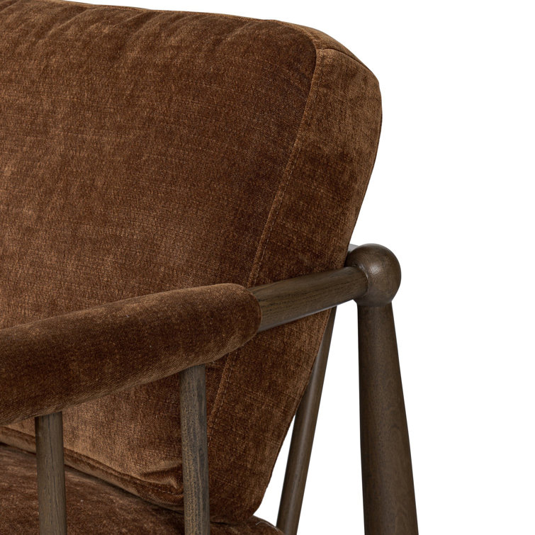 Sienna Velvet and Oak Wood Modern Accent Chair
