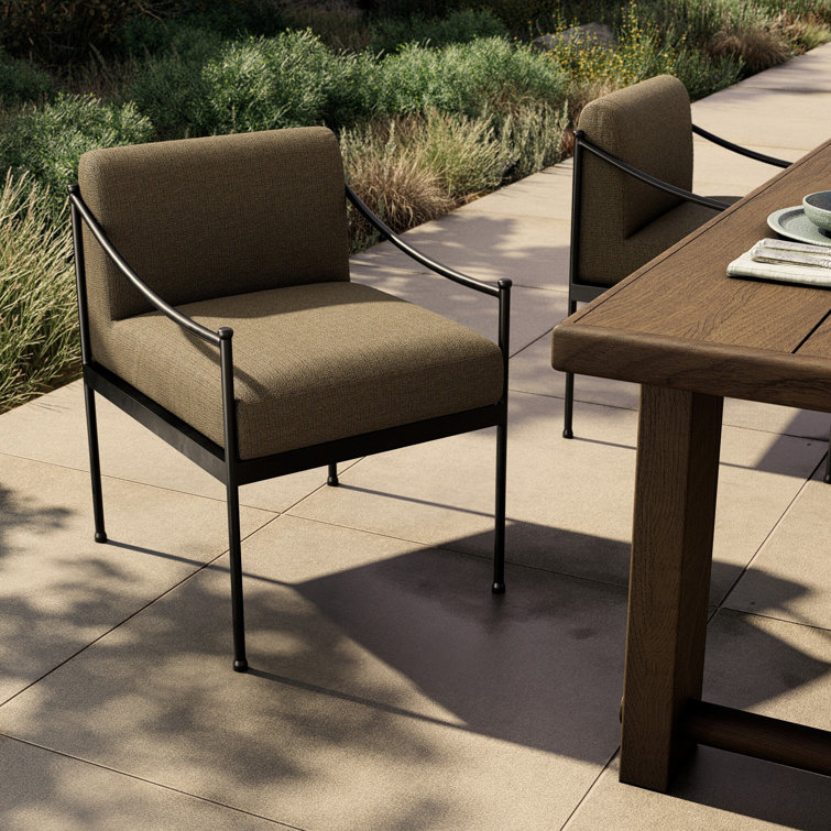 Stripe Upholstered Metal Frame Indoor/Outdoor Dining Chair