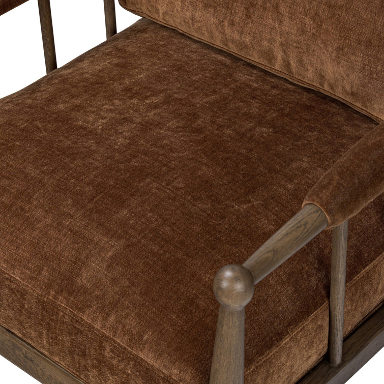 Sienna Velvet and Oak Wood Modern Accent Chair