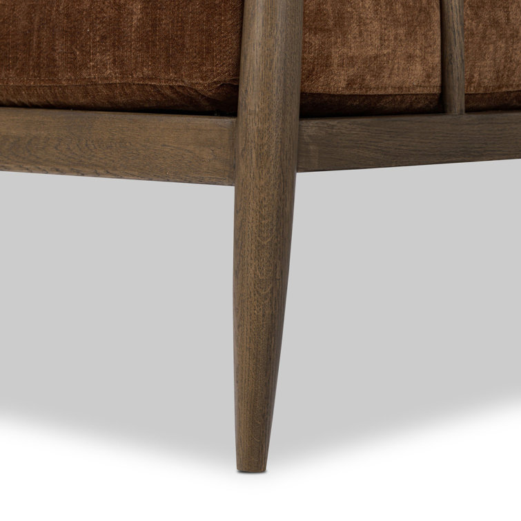 Sienna Velvet and Oak Wood Modern Accent Chair