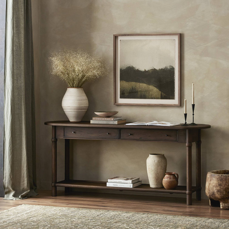 Antique Belgium Bleach Wood and Metal Console Table with Storage