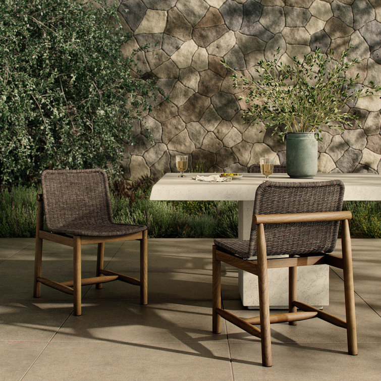 Dark Gray and Brown Woven Outdoor Dining Chair