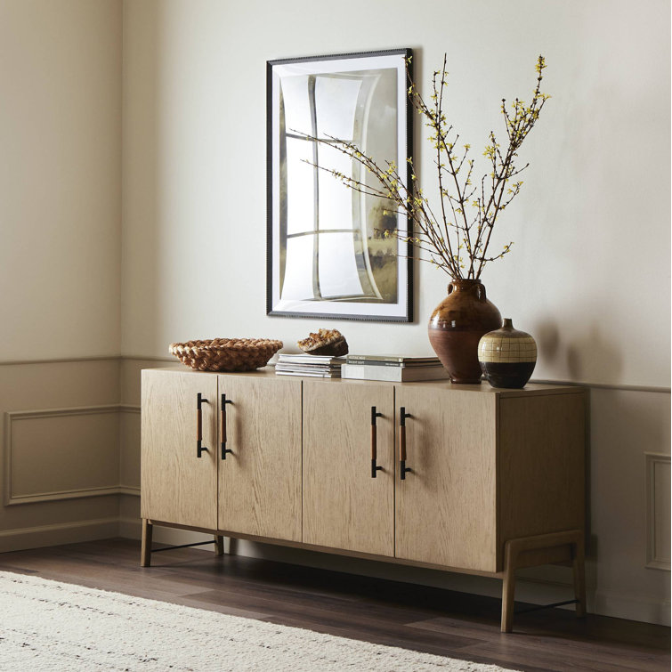 Yucca Oak Veneer Sideboard with Leather Accents