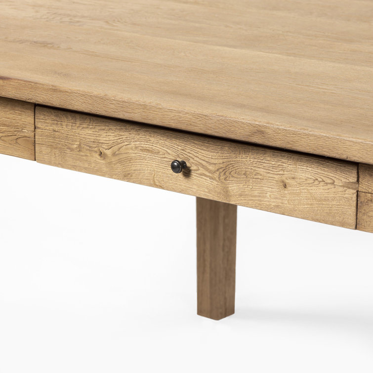 Oval Worn Oak Reclaimed Wood Dining Table with Drawers