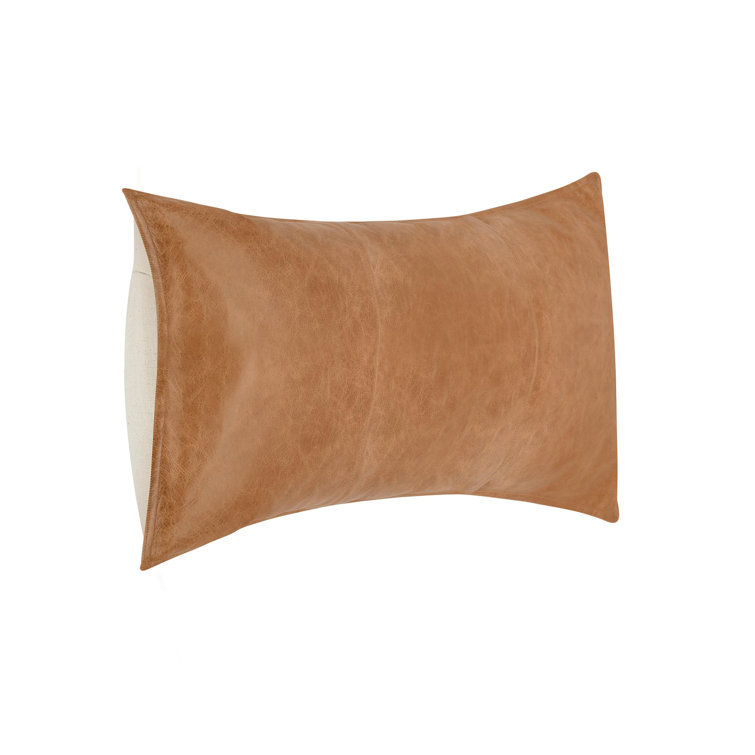 Chestnut Genuine Leather 16x36" Throw Pillow with Feather Insert