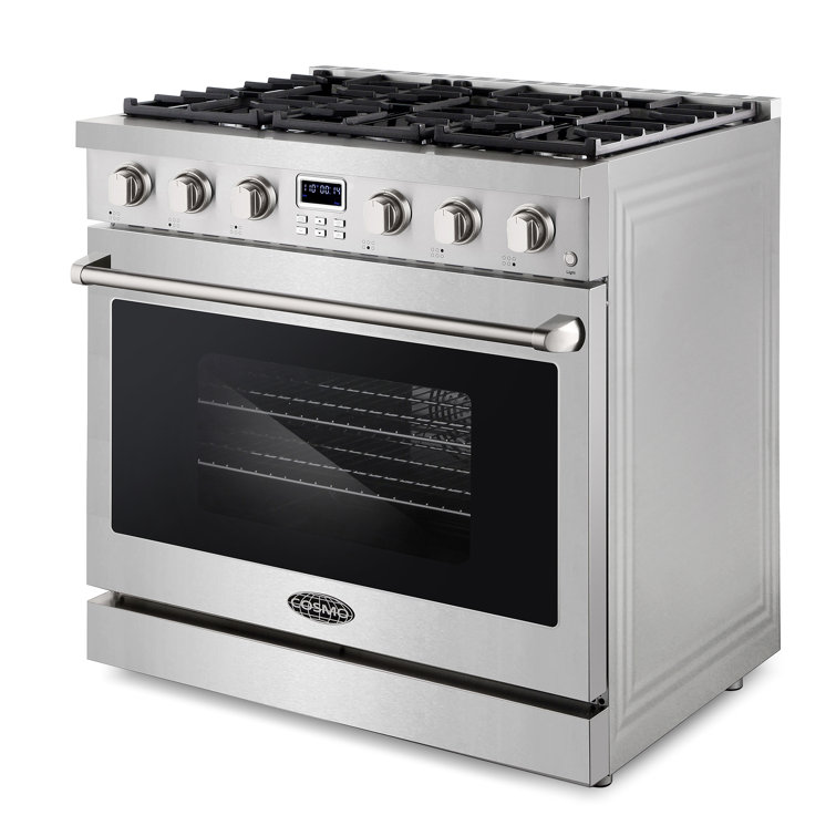 36" Stainless Steel Freestanding Gas Range with Convection Oven