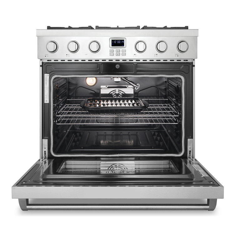 36" Stainless Steel Freestanding Gas Range with Convection Oven