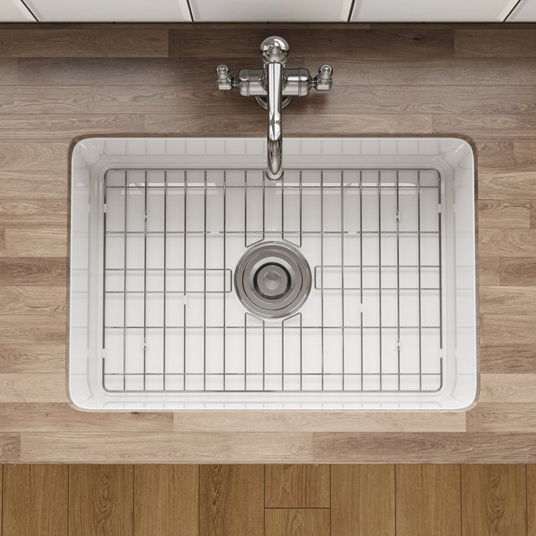 White Fireclay 27 in. Single Bowl Farmhouse Drop-in Sink