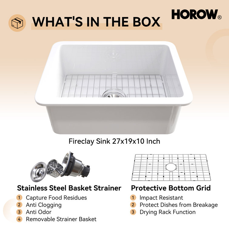White Fireclay 27 in. Single Bowl Farmhouse Drop-in Sink