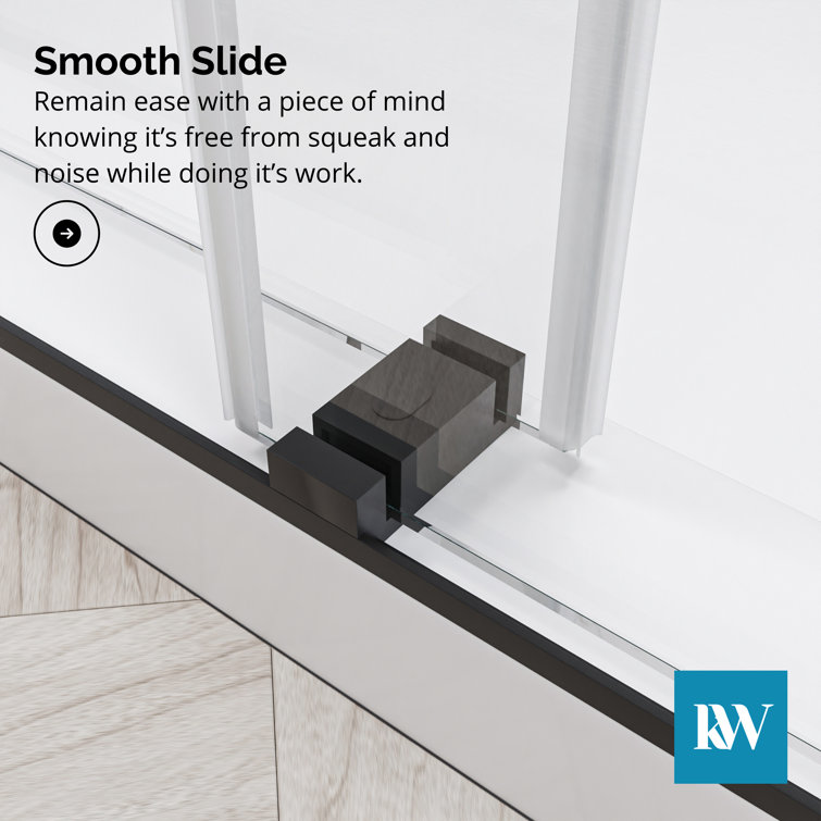 72-Inch Matte Black Frameless Double Sliding Shower Door with Clear Glass