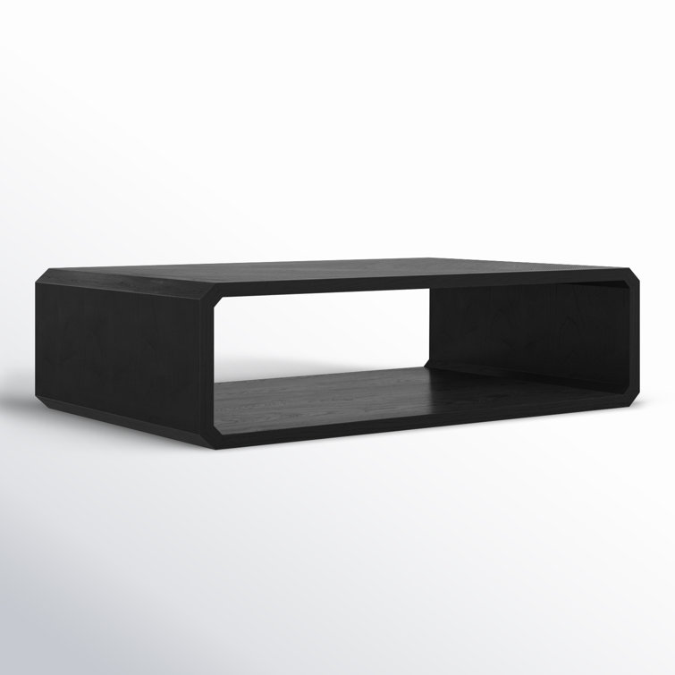 Rectangular Black Ash Wood Outdoor Coffee Table with Storage