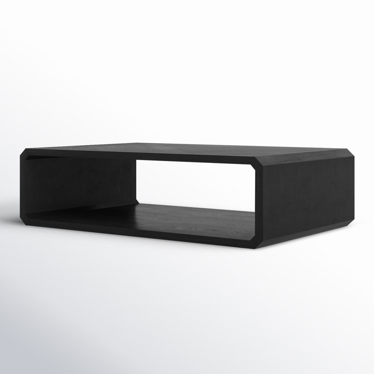 Rectangular Black Ash Wood Outdoor Coffee Table with Storage
