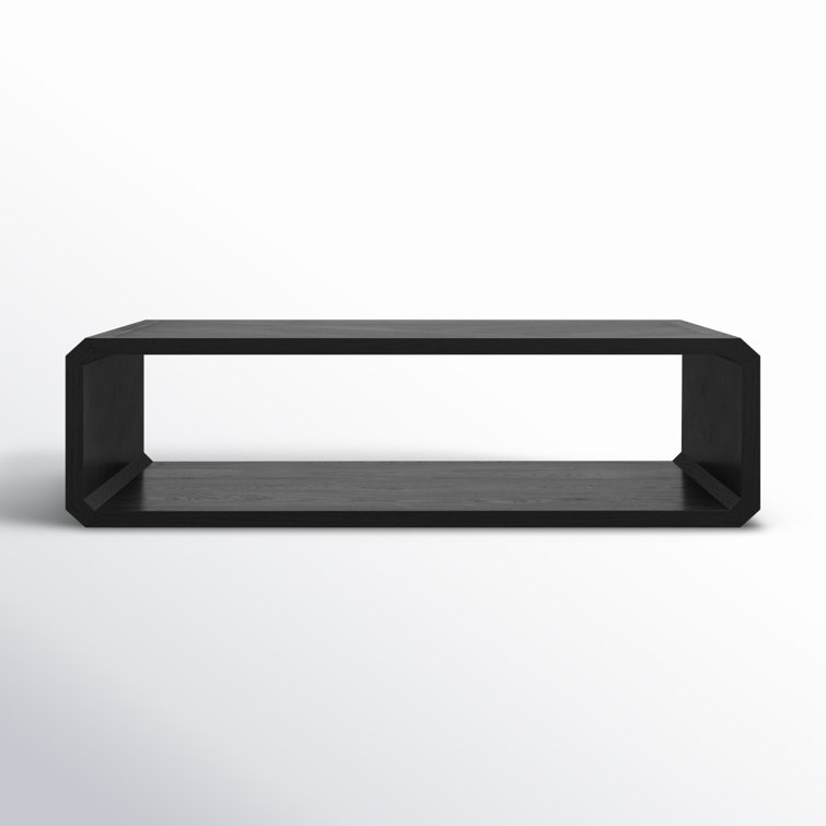 Rectangular Black Ash Wood Outdoor Coffee Table with Storage