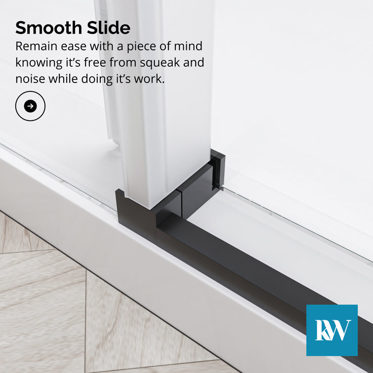 Matte Black Frameless Sliding Shower Door with Clear Glass