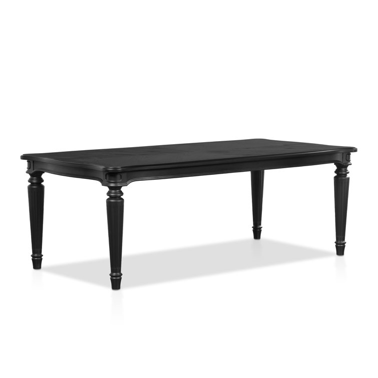 Seabliss Black Wood Veneer Rectangular Dining Table with Fluted Legs