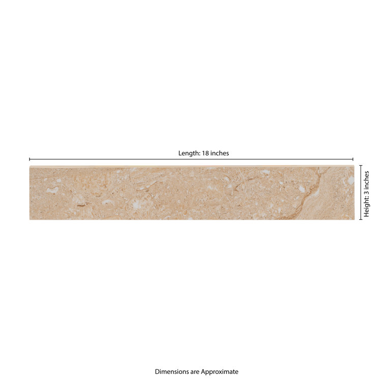 Aria Oro 18" x 3" Beige Polished Porcelain Bullnose Tile Trim