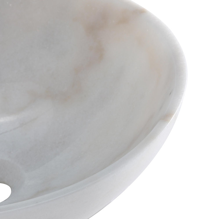 22'' White and Gray Marble Above-Counter Circular Sink