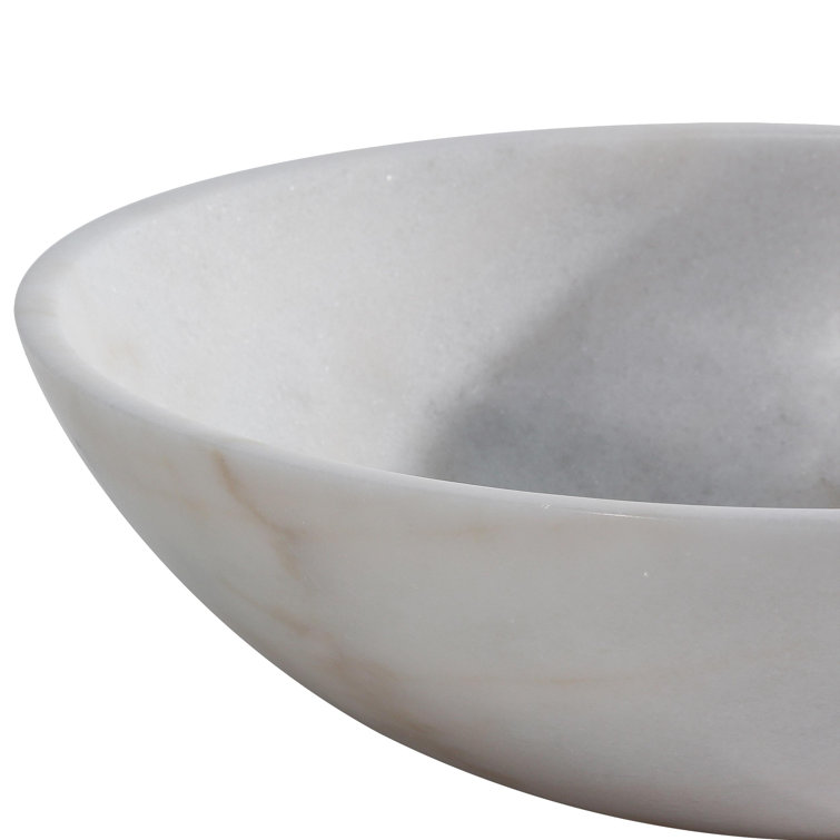 22'' White and Gray Marble Above-Counter Circular Sink