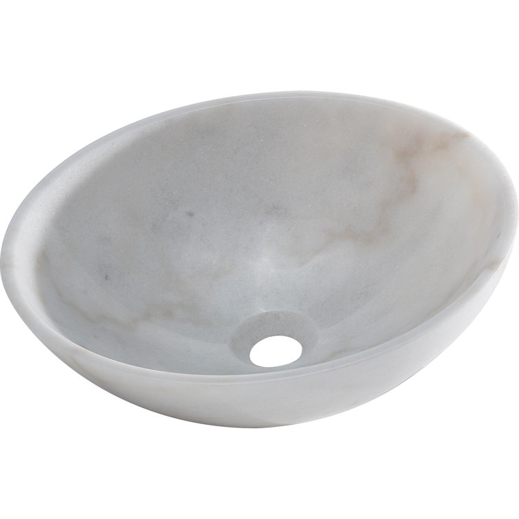 22'' White and Gray Marble Above-Counter Circular Sink