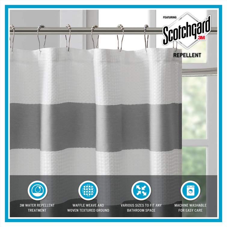 Charcoal and White Waffle Weave Fabric Shower Curtain, 72x72