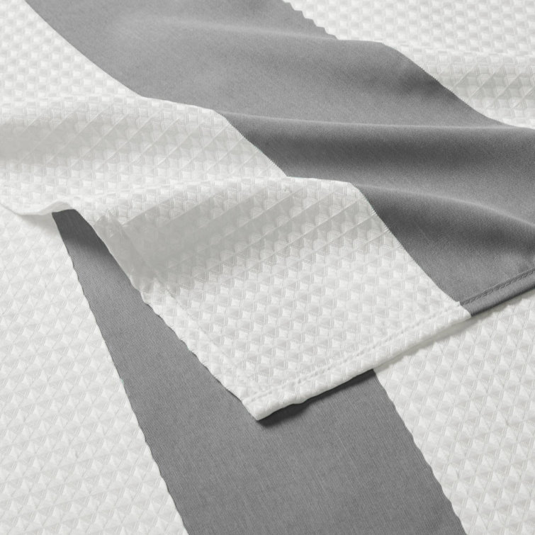 Charcoal and White Waffle Weave Fabric Shower Curtain, 72x72